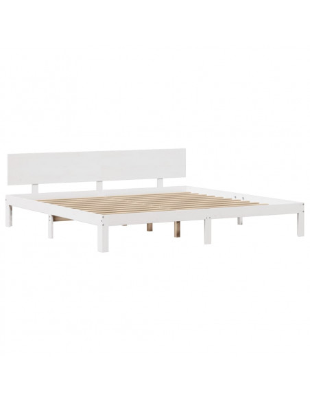 Giroletto con Testiera Bianco 200x200 cm Legno Massello di Pino