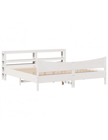 Giroletto con Testiera Bianco 200x200 cm Legno Massello di Pino