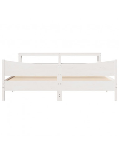 Giroletto con Testiera Bianco 200x200 cm Legno Massello di Pino