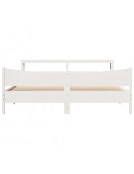 Giroletto con Testiera Bianco 200x200 cm Legno Massello di Pino