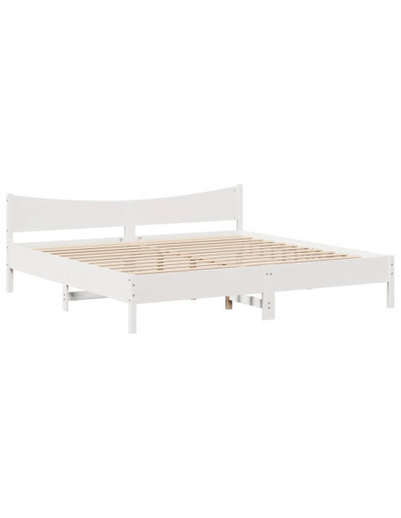 Giroletto con Testiera Bianco 200x200 cm Legno Massello di Pino