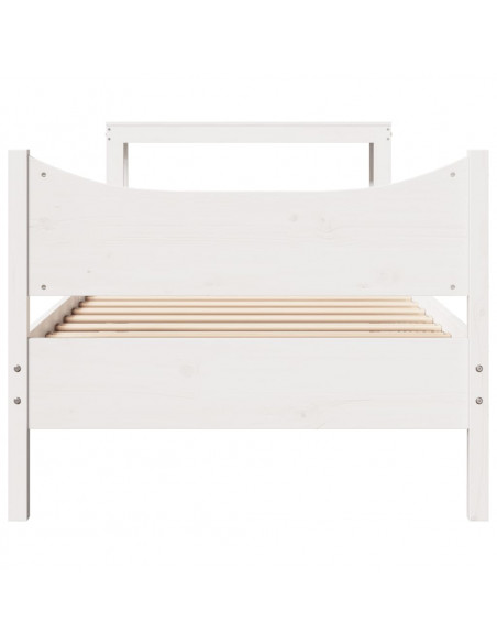 Giroletto con Testiera Bianco 75x190 cm Legno Massello di Pino