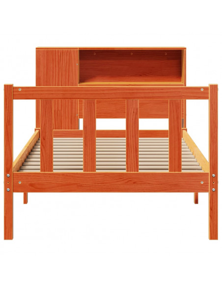 Letto Libreria senza Materasso Marrone Cera 75x190 cm in Pino