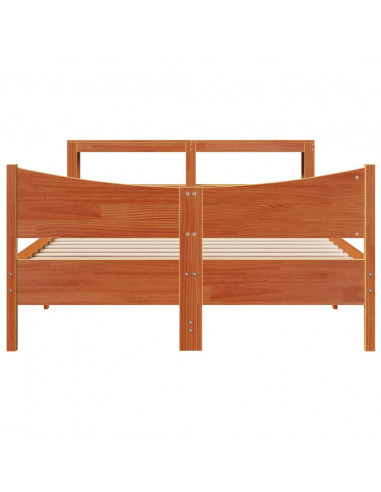 Giroletto con Testiera Marrone Cera 120x190 cm Massello Pino