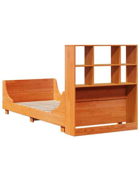Letto Libreria senza Materasso Marrone Cera 75x190 cm Legno