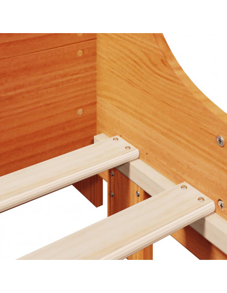 Letto Libreria senza Materasso Marrone Cera 75x190 cm Legno
