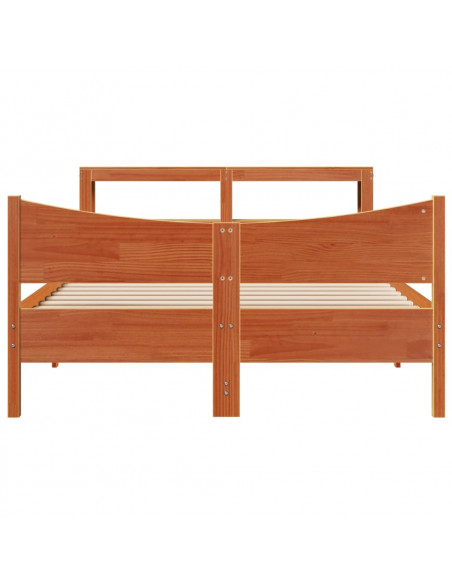 Giroletto con Testiera Marrone Cera 140x190 cm Massello Pino