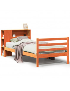 Letto Libreria senza Materasso Marrone Cera 75x190 cm Legno