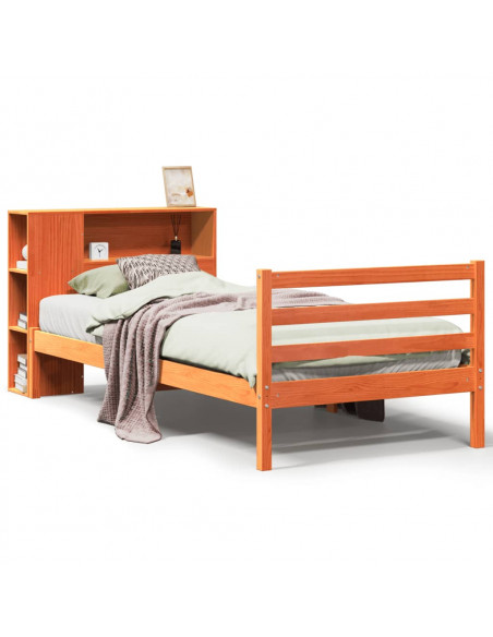 Letto Libreria senza Materasso Marrone Cera 75x190 cm Legno