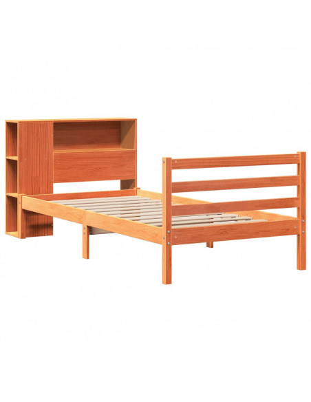 Letto Libreria senza Materasso Marrone Cera 75x190 cm Legno