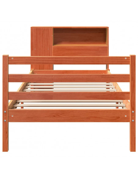 Letto Libreria senza Materasso Marrone Cera 75x190 cm Legno