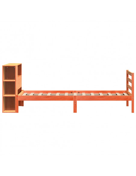 Letto Libreria senza Materasso Marrone Cera 75x190 cm Legno