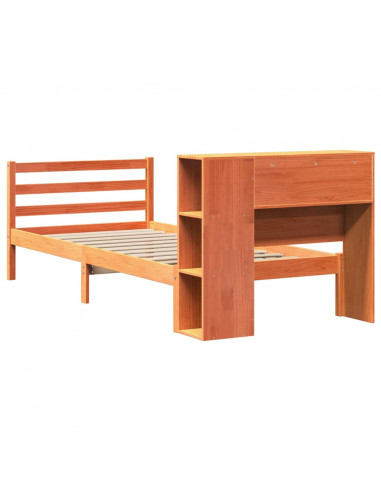 Letto Libreria senza Materasso Marrone Cera 75x190 cm Legno