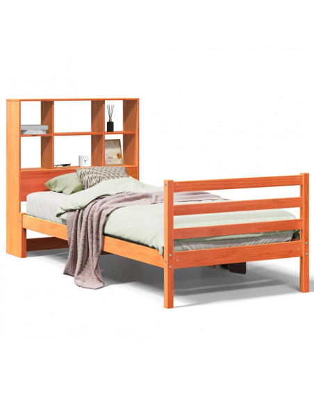 Letto Libreria senza Materasso Marrone Cera 75x190 cm Legno