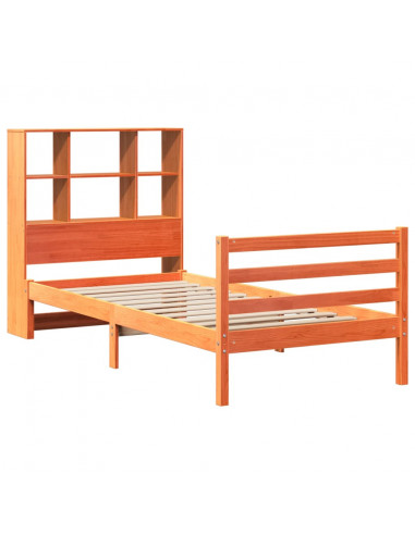 Letto Libreria senza Materasso Marrone Cera 75x190 cm Legno