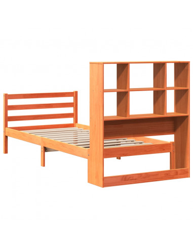 Letto Libreria senza Materasso Marrone Cera 75x190 cm Legno