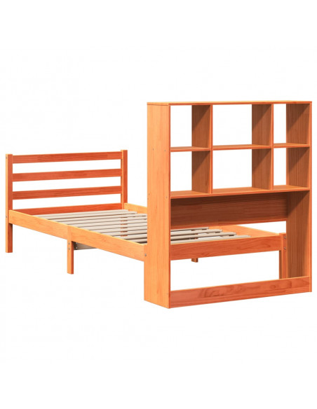 Letto Libreria senza Materasso Marrone Cera 75x190 cm Legno