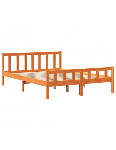Giroletto con Testiera Marrone Cera 150x200 cm Massello Pino