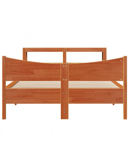 Giroletto con Testiera Marrone Cera 150x200 cm Massello Pino