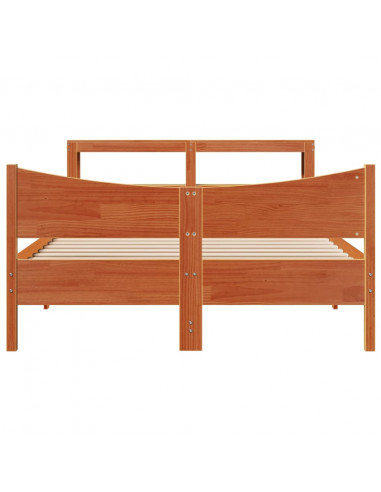 Giroletto con Testiera Marrone Cera 160x200 cm Massello Pino