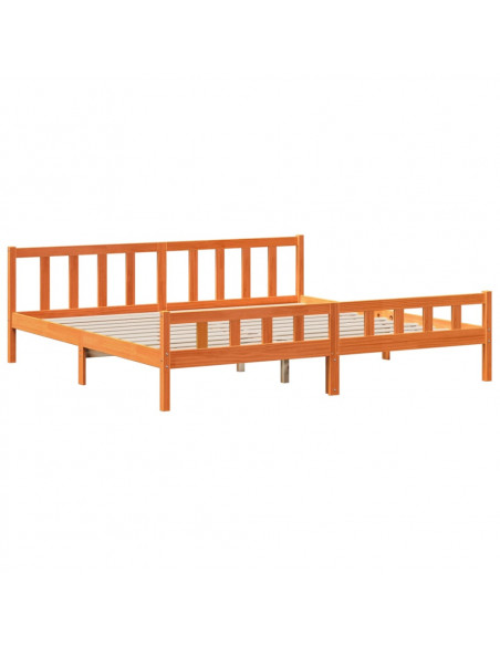 Giroletto con Testiera Marrone Cera 180x200 cm Massello Pino