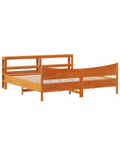 Giroletto con Testiera Marrone Cera 200x200 cm Massello Pino