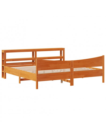 Giroletto con Testiera Marrone Cera 200x200 cm Massello Pino
