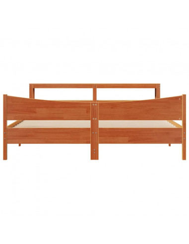 Giroletto con Testiera Marrone Cera 200x200 cm Massello Pino