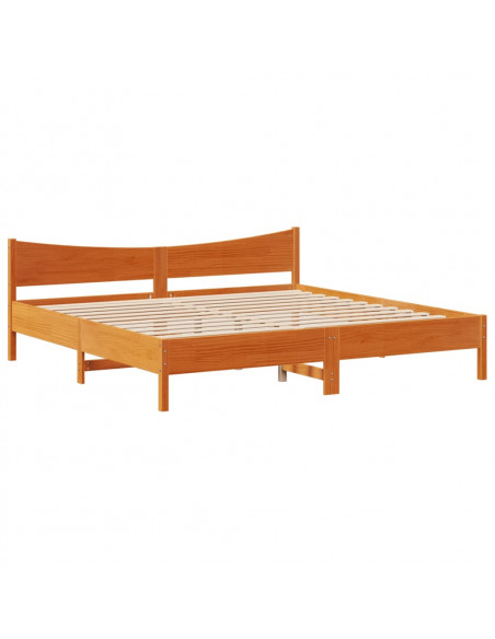 Giroletto con Testiera Marrone Cera 200x200 cm Massello Pino