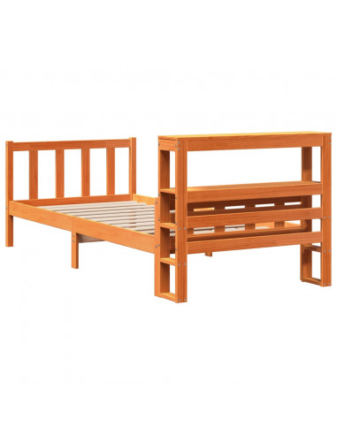 Giroletto con Testiera Marrone Cera 75x190 cm Massello Pino