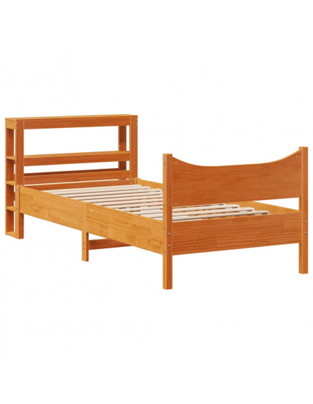 Giroletto con Testiera Marrone Cera 75x190 cm Massello Pino