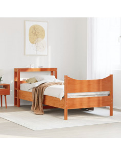 Giroletto con Testiera Marrone Cera 75x190 cm Massello Pino 2