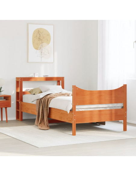 Giroletto con Testiera Marrone Cera 75x190 cm Massello Pino
