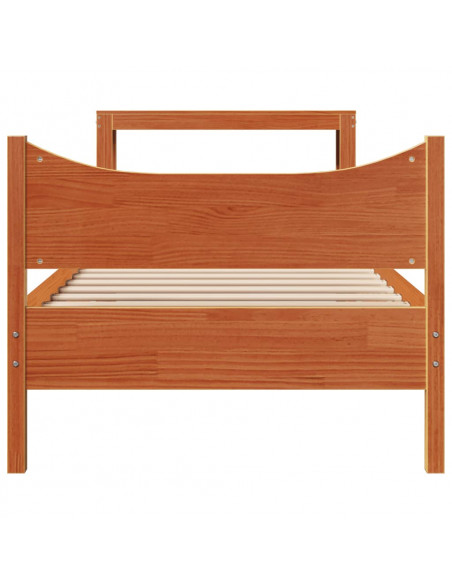 Giroletto con Testiera Marrone Cera 75x190 cm Massello Pino