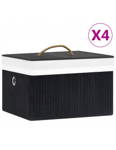 Scatole Portaoggetti 4 pz in Bambù Nere