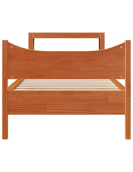Giroletto con Testiera Marrone Cera 90x190 cm Massello Pino