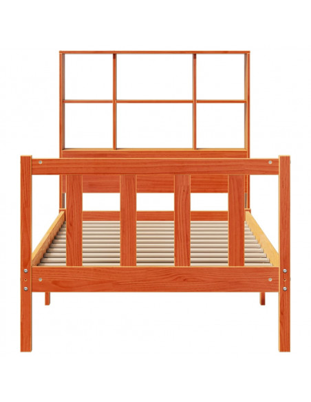 Letto Libreria senza Materasso Marrone Cera 90x190 cm in Pino