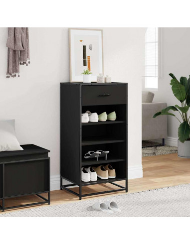 Scarpiera Nera 48x38x97,5 cm in Legno Multistrato