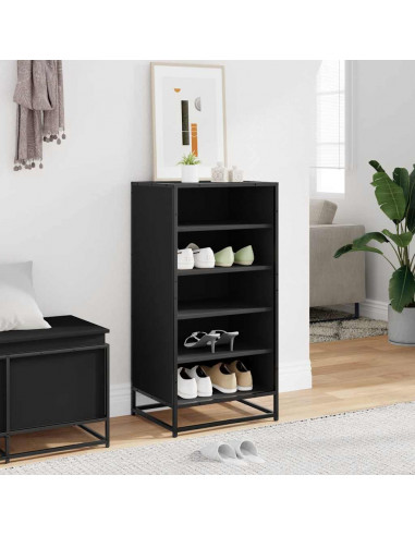 Scarpiera Nera 48x38x97,5 cm in Legno Multistrato