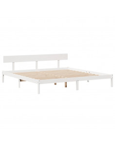 Giroletto senza Materasso Bianco 200x200 cm Legno Massello Pino