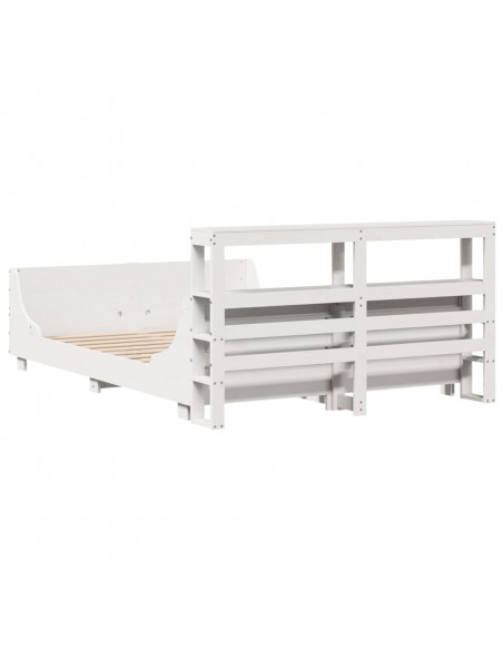 Letto senza Materasso Bianco 135x190 cm Legno Massello di Pino