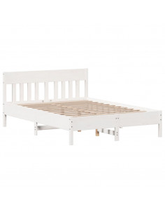 Letto senza Materasso Bianco 135x190 cm Legno Massello di Pino