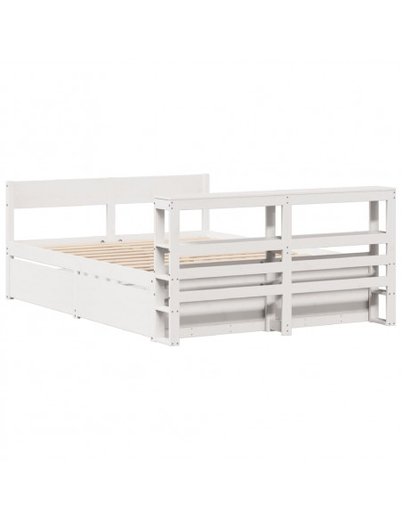 Letto senza Materasso Bianco 135x190 cm Legno Massello di Pino