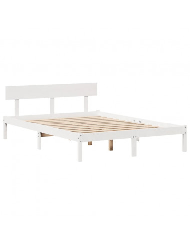 Letto senza Materasso Bianco 140x190 cm Legno Massello di Pino