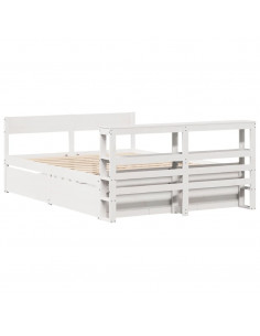 Letto senza Materasso Bianco 140x200 cm Legno Massello di Pino 2