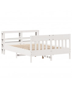 Letto senza Materasso Bianco 150x200 cm Legno Massello di Pino