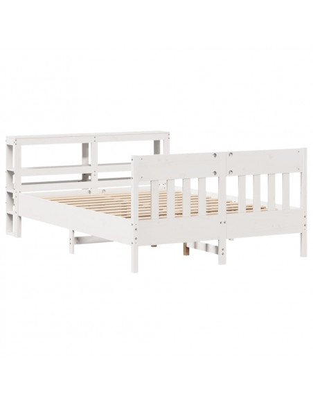 Letto senza Materasso Bianco 150x200 cm Legno Massello di Pino