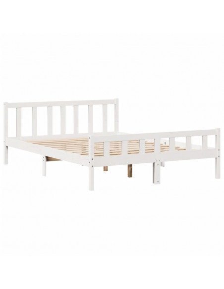 Letto senza Materasso Bianco 150x200 cm Legno Massello di Pino