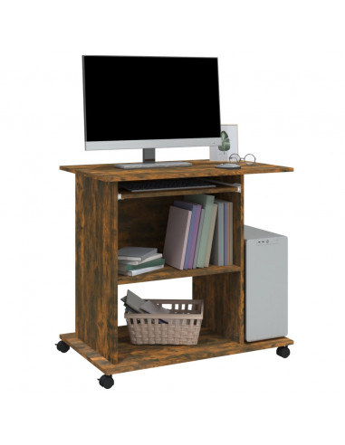 Scrivania per Computer Rovere Fumo 80x50x75cm Legno Multistrato