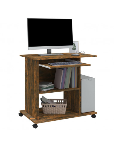 Scrivania per Computer Rovere Fumo 80x50x75cm Legno Multistrato